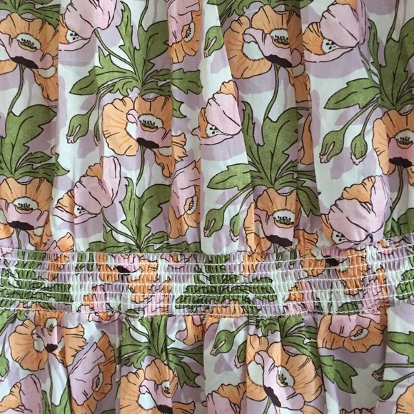 J Crew Liberty London Butterfield Poppy Smocked Waist Dress Prairie Cottagecore - Picture 10 of 13